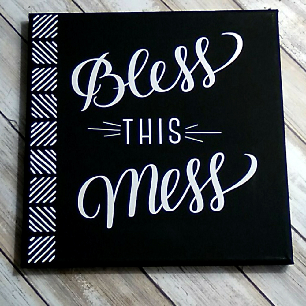 Bless this Mess square canvas